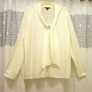 Jessica London Women Blouse, Ivory, Bow neck, long sleeves 22/24W